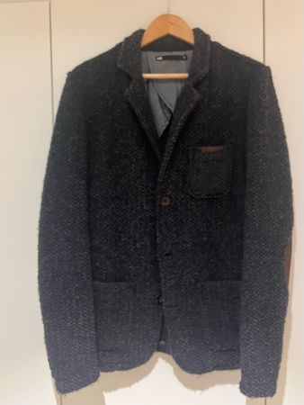 WE Herren Jacke Wolle/Polyester Schwarz-blau Grösse M