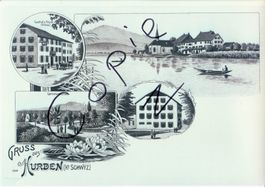 Gruss aus Hurden  -  (AK Lithoansicht um 1900 im Form. A4)