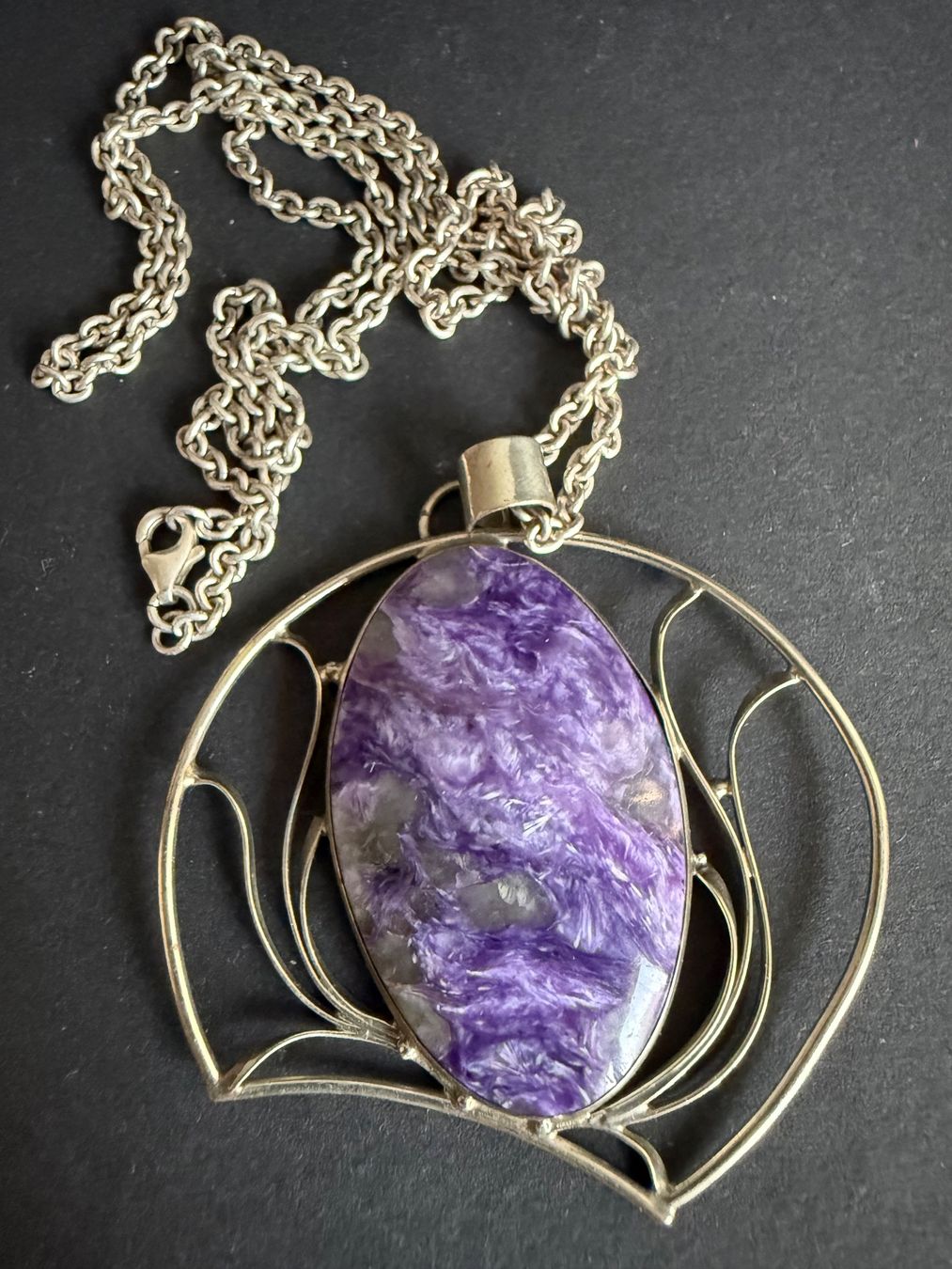 Catenine: Silber Kette 925 mit Charoit Anhänger – Usato da Spiegel b. Bern venduto da Rogger72 3