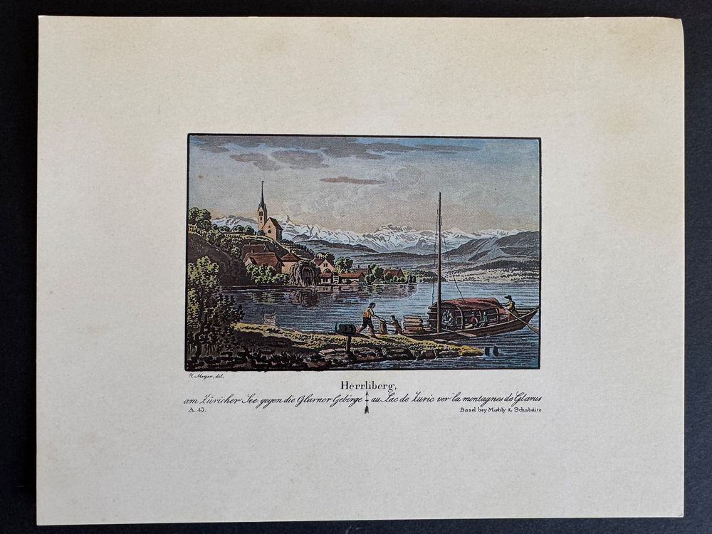 Herrliberg am Zürichsee - Antiker Druck von ca. 1850 1