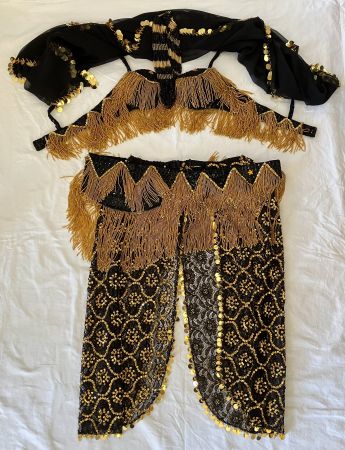 Bauchtanz-Kostüm, 5-teilig, schwarz-gold - 1970 MUBA