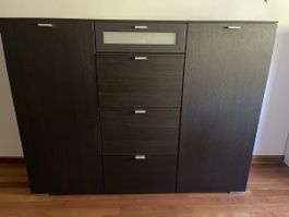 Kommode dunkelbraun mit 4 Schubladen und 2 Türen