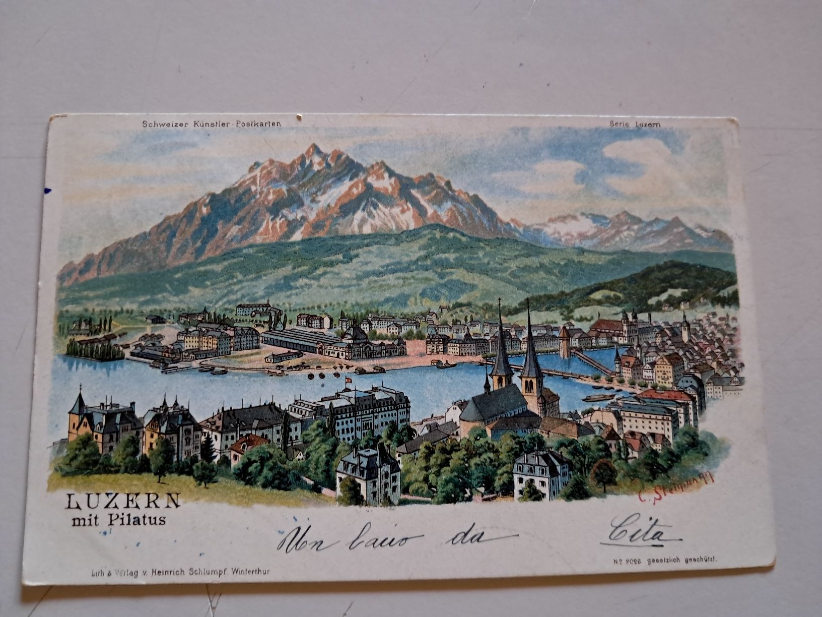 Cartoline postali: Lucerna con in sfondo il Pilatus – Usato da Gorduno venduto da ema_7yhp