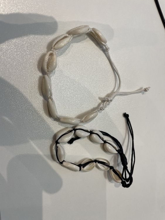 YAFULG Muschel Armband Set - 3 Stück Schwarz Weiß Blau