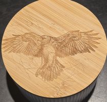 Vorratsdose rund mit Holzdeckel Adler Motiv neu