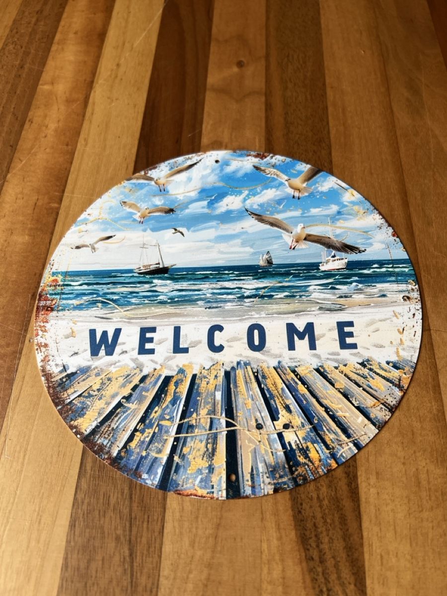 Insegne: Sommer Deko Blechschild WELCOME Strand Möwen – Nuovo e nell'imballaggio originale da Langnau am Albis venduto da leni.kant