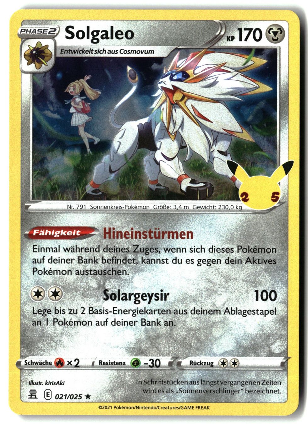 Pokémon Carte collezionabili: Solgaleo #21 Pokemon Celebrations – Usato da Feuerthalen venduto da Plazatoys