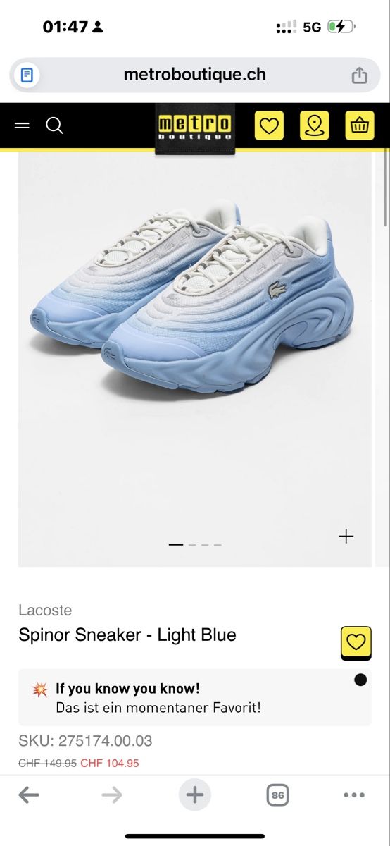 Lacoste Herrenschuhe: Lacoste Spinor 223 2 SFA Light Blue, Size 37.5, New! – Neu und originalverpackt aus Effretikon von rus_2l2p 7