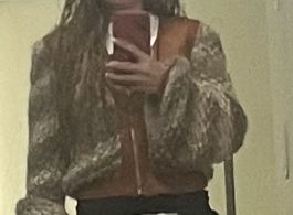 Jacke Madame Le Tigre Strickjacke mit Leder, Gr. XS/S, Top!