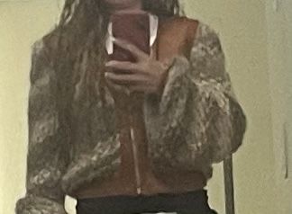 Jacke Madame Le Tigre Strickjacke mit Leder, Gr. XS/S, Top!