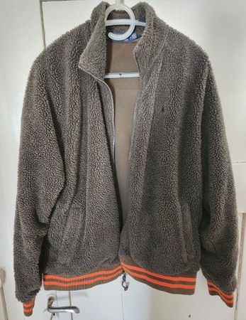 POLO RALPH LAUREN Sherpa Fleece Jacke Oliv/Orange Gr. M 