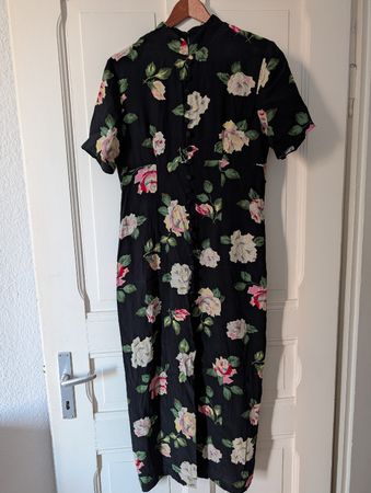 elegantes Asia Style Vintage Kleid,Rosenprint & Knöpfe Gr. S