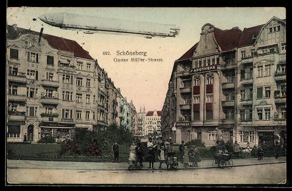 Cartes postales: Schöneberg, Zeppelin Luftschiff über d – D'occasion à Berlin par bartko-reher