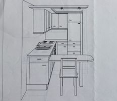 Küche Grundriss mit Massen und Elektroplan