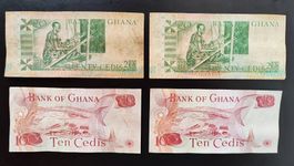 Ghana Cedis Banknoten 1977, 1979