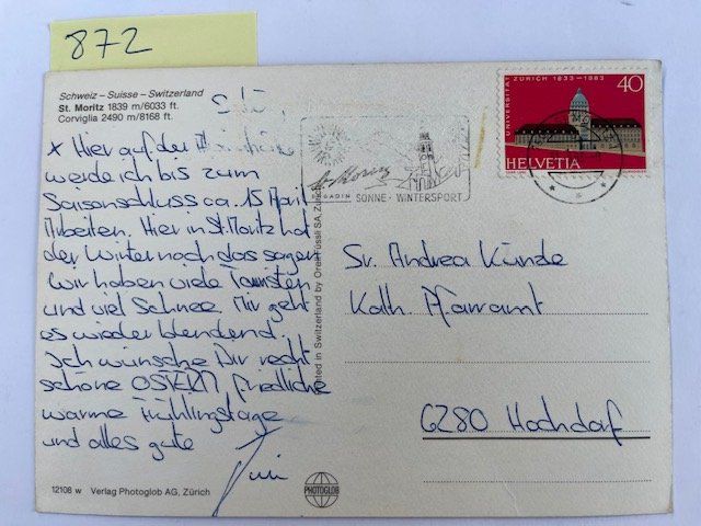 Ansichtskarten: alte Ansichtskarte St. Moritz Corviglia, 1983 – Gebraucht aus Niederwil AG von dahu75 1