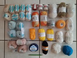 Auswahl an Strick- und Häkelgarn ca. 2Kg - neuwertig