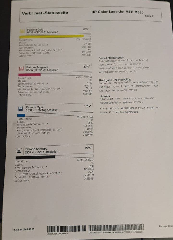 Hewlett Packard Stampanti: HP Color LaserJet Enterprise Flow M680z – Usato da Reinach AG venduto da VOJ 1