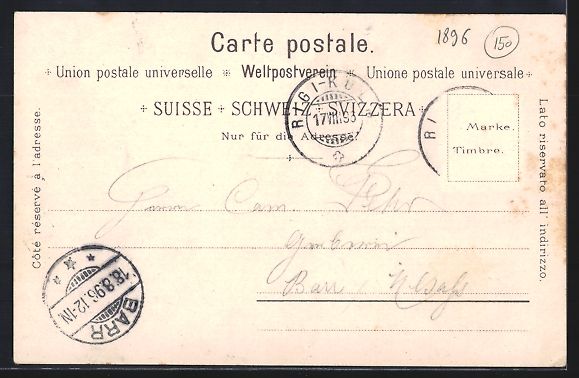 Cartoline postali: Litho Rigi, Blick auf den Ort mit Bergba – Usato da Berlin venduto da bartko-reher 1