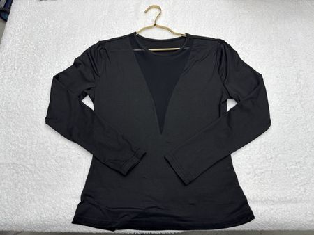 T-shirt noir manches longues, taille L – Parfait pour l'auto