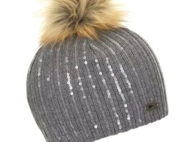 Neue Eisbär Mütze grau mit Glitzer.