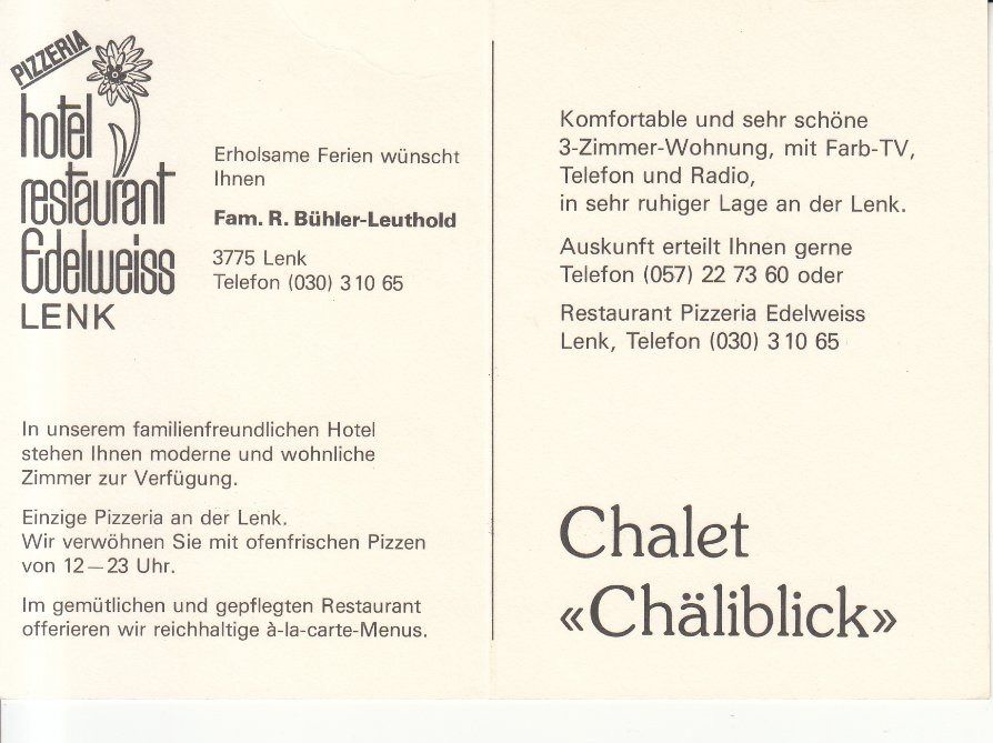 Cartoline postali: Lenk Edelweiss ca. 1970 – Usato da Bürglen TG venduto da StampGraf 1