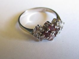 Bague argent 800 avec pierres roses et blanches