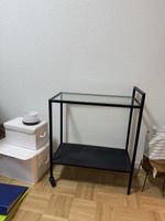 Rolling Cart with Glass Top and Metal Frame