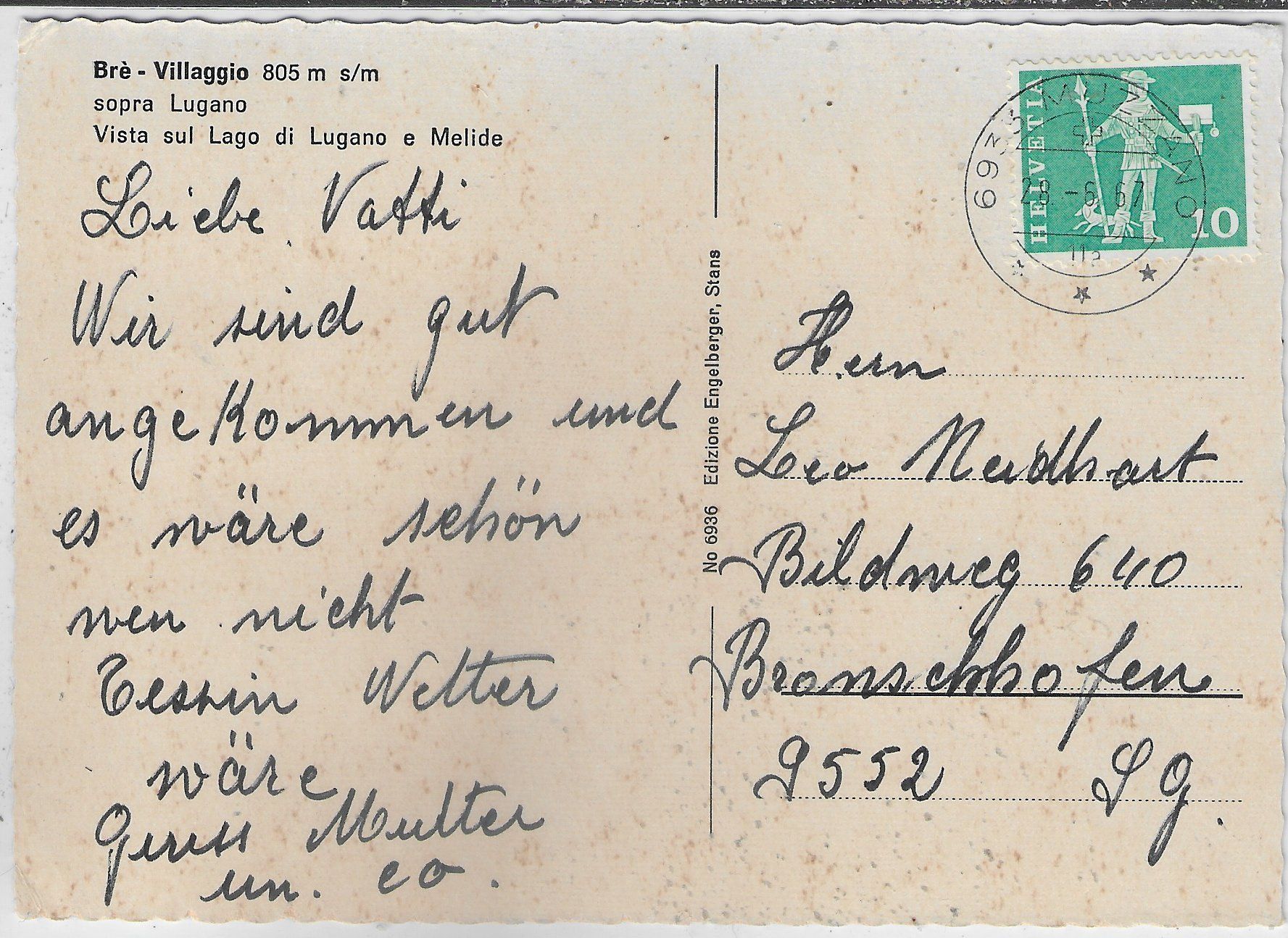 Cartoline postali: Brè-Villaggio sopra Lugano – Usato da Ettingen venduto da Kartenplanet 1