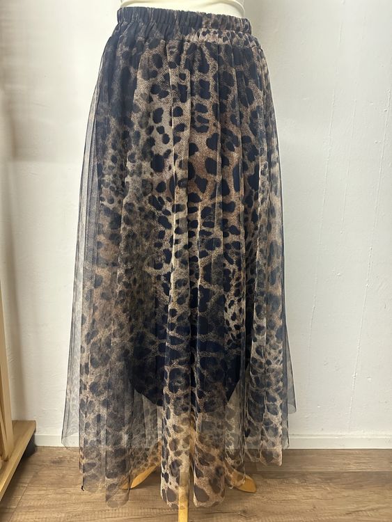 GORGLITTER Damen Leopardenrock - A-Linie Minirock Mit Rüschensaum