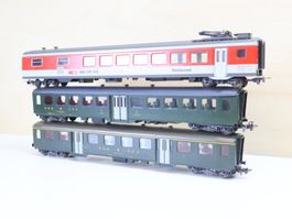 Liliput 3 x SBB Leichtstahl Personenwagen H0 - Restaurantw.