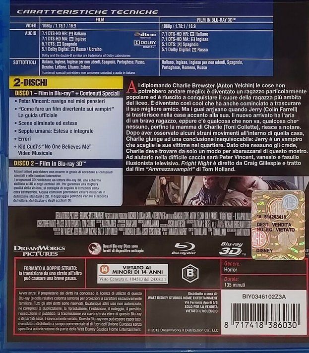 Alle DVDs: Fright Night 3D  (2D + 3D Version)  > De-Eng-Fr <   2-BluRay – Gebraucht aus St.Gallen von elk2022 1