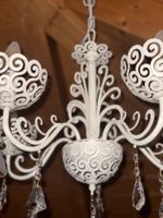 Lustre blanc romantique 5 lumières avec cristaux