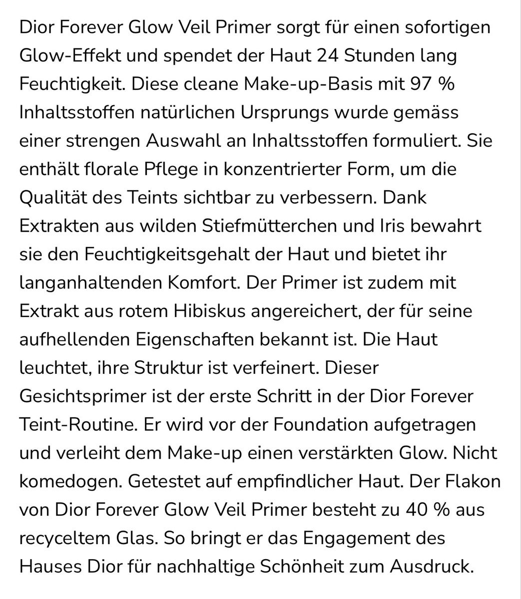 Dior Make-up: Dior Forever Glow Veil Primer 30ml neu – Nuovo e nell'imballaggio originale da Brunnen venduto da Eldra 2