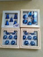 Christbaumschmuck Kugeln und Glocken aus Glas blau