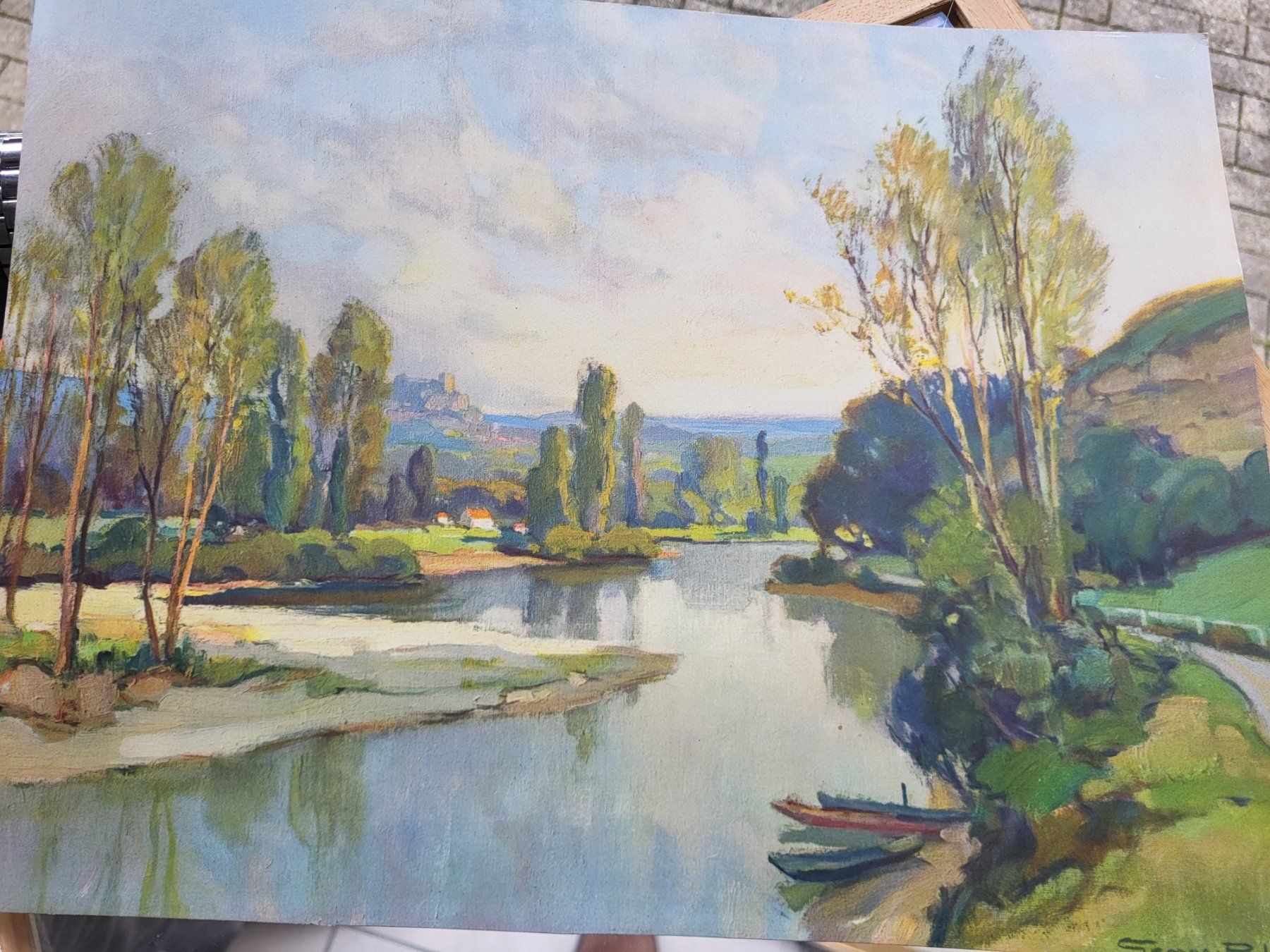 Dipinti: Gemälde Landschaft mit Flusslauf, gerahmt! – Usato da Wolfenschiessen venduto da daniwo 4
