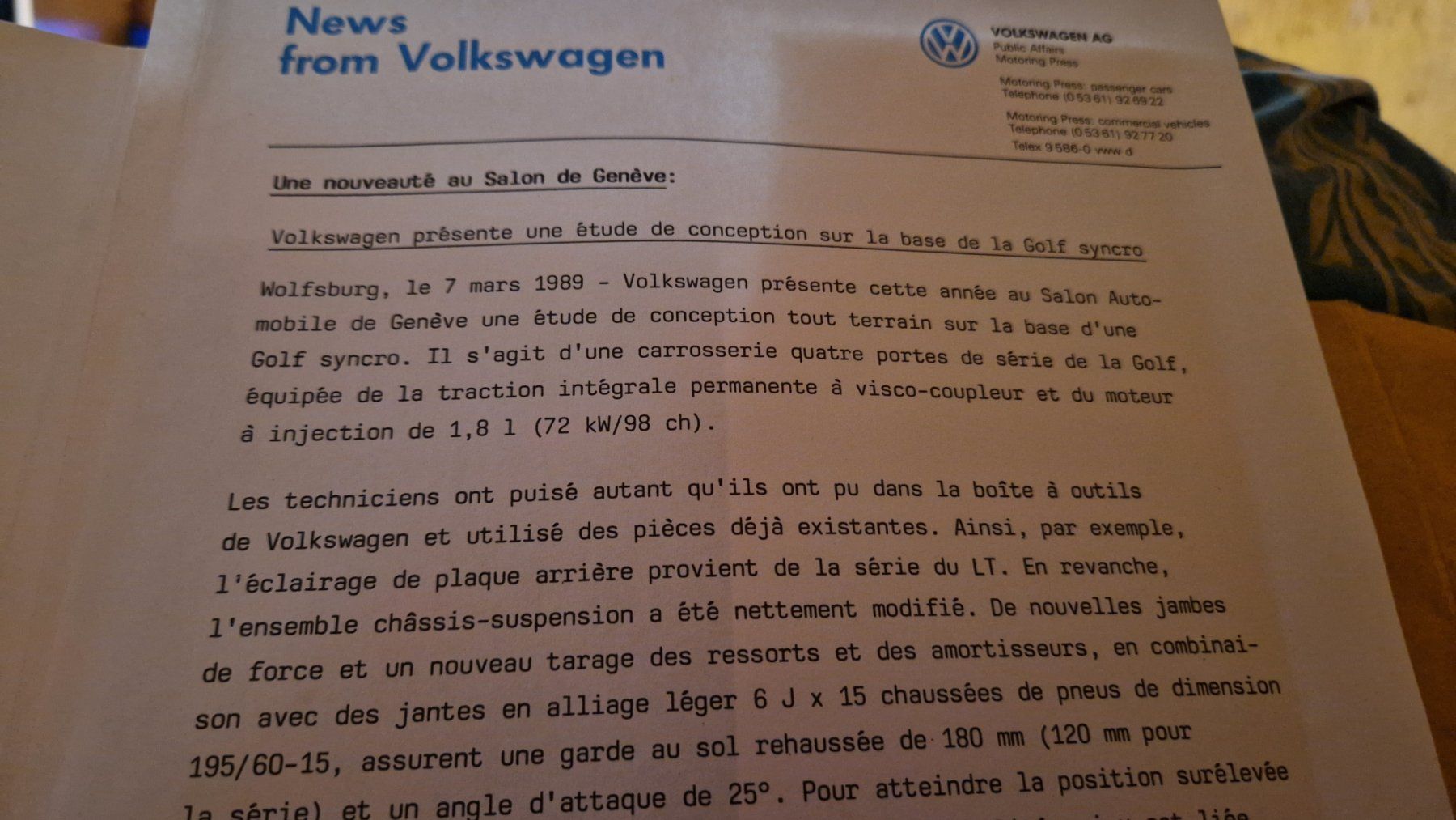 VW Dokumente: Information de Press. Golf Rallye. – Gebraucht aus Wetzikon ZH von Oldieslover 4
