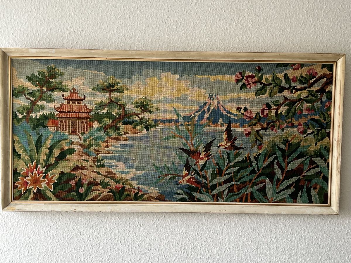 Cerchi da ricamo: Vintage Large Needlepoint Art Framed, Tapestry Decor – Usato da Genève venduto da Kookiek 4