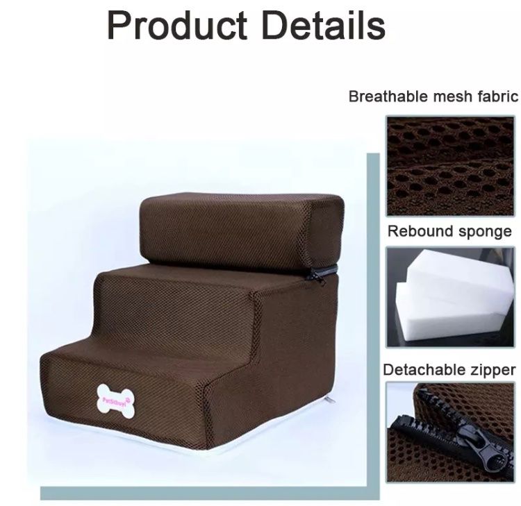 Ananas Hundetreppe – Dreistufig, Zweifarbig – Für Sofa & Bett, Kleine Hunde