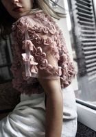 ZARA Tüll Shirt transparent Rüschen Gr M neuwertig Rose