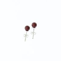 Perlenohrstecker - 925 Silber, weinrot