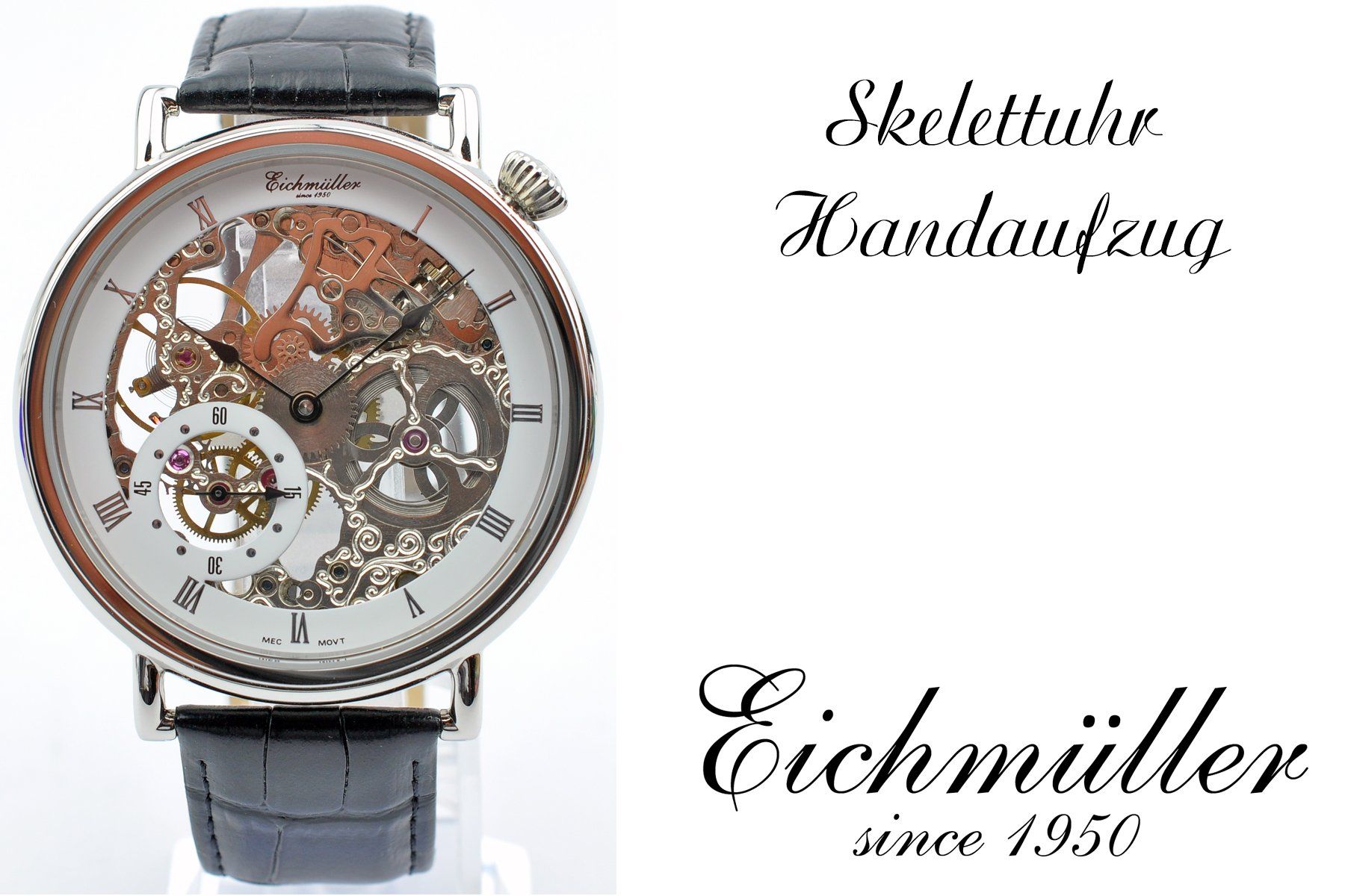 Orologi: Eichmüller schöne grosse Skelettuhr 50mm – Nuovo e nell'imballaggio originale da Wittenbach venduto da Gapservice
