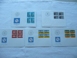 UIT 1973 - 88 5 FDC 4er-Blocks SBK 10 - 14