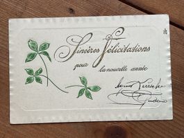 Alte Postkarte Vallorbe, Glücksklee, mit Prägedruck 