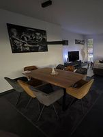 4 Esszimmer-Stühle Senfgelb drehbar