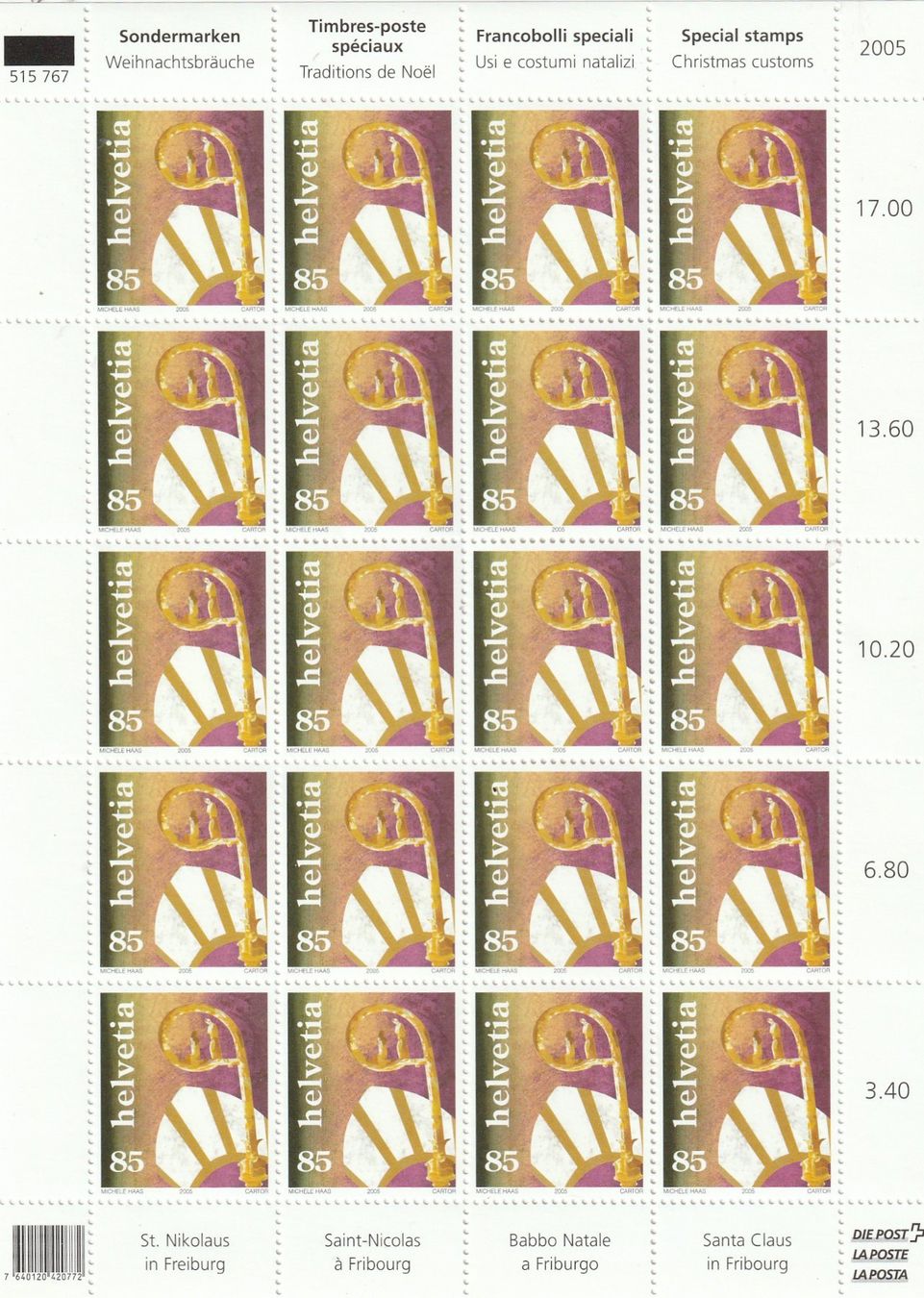 Tous les timbres: CH Frankaturware Kleinbogen  2005  Postfrisch ** – D'occasion à Rupperswil par Ema10