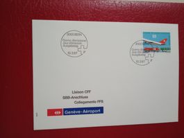 FDC PTT SBB Anschluss Geneve-Aeroport 1987