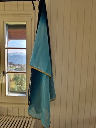 Bauchtanzschleier in verschiedenen Blautönen, 218cm