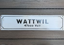 Targa smaltata vintage Wattwil 47000 Volt da collezione