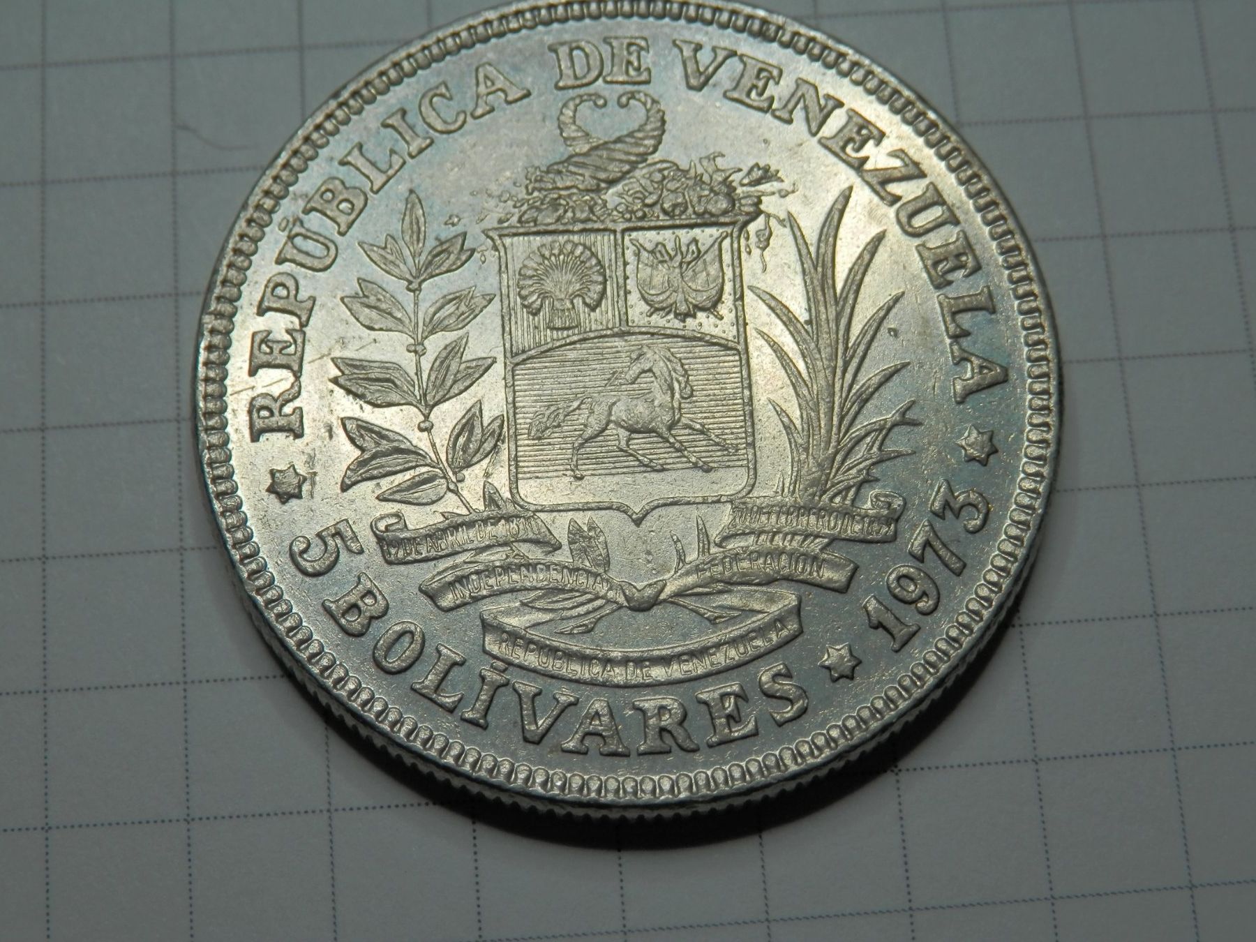 Alle Münzen: Venezuela 5 Bolivares, 1973 – Gebraucht aus Weiach von weiach81 1